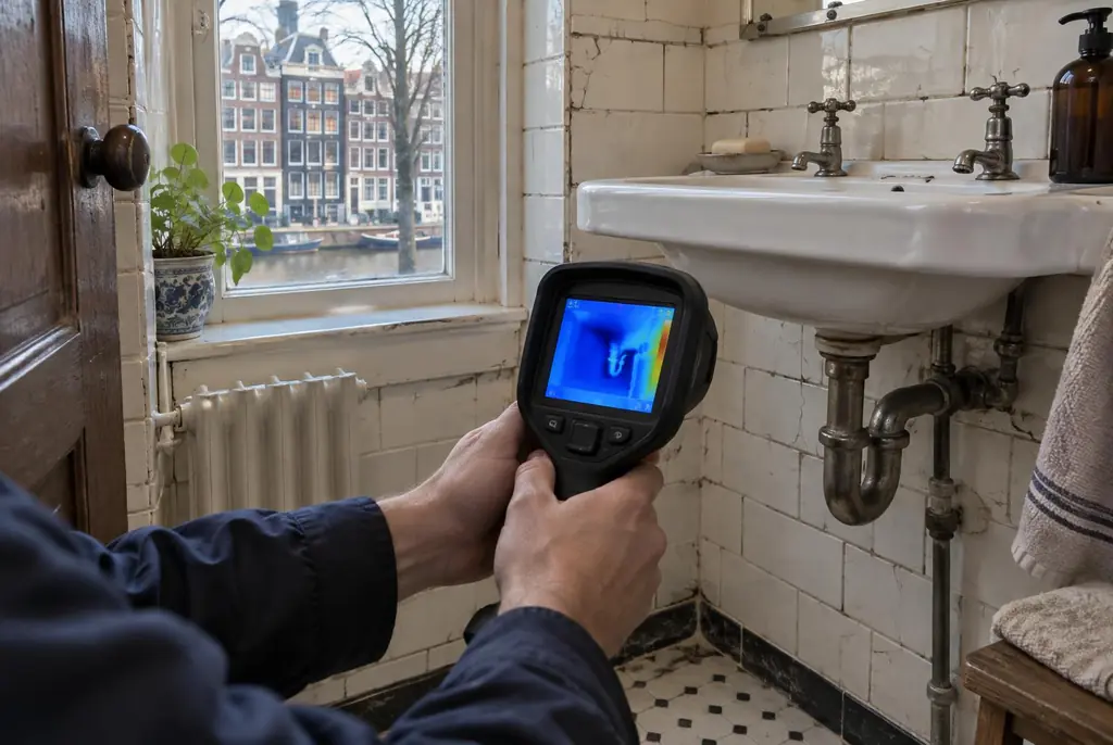 Lekdetectie Vaassen – badkamer met oude leidingen achter de tegels