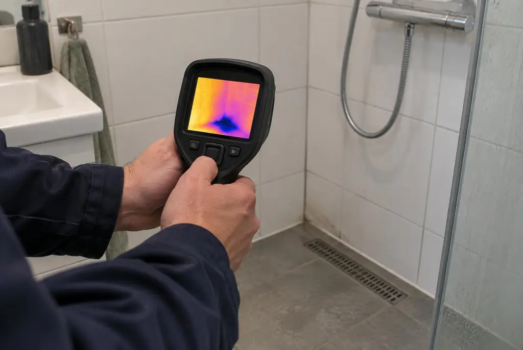 Lekdetectie Vaassen – lekdetectiespecialist met warmtebeeldcamera in een badkamer