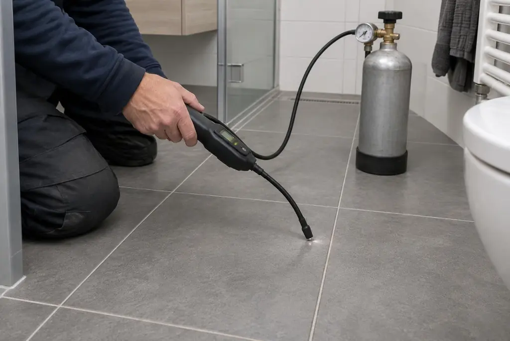 Lekdetectie Vaassen – technicus spoort met tracergas een lekkage op in de vloer